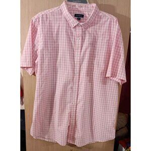 Club Room (XL) Men's Short Sleeve Woven‎ Shirt Pink and White Plaid